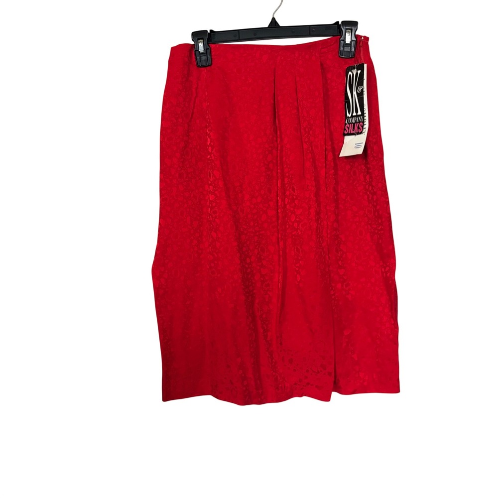 SK‎ & Company Vintage Women's 1980s Skirt 10 NWT 100% Silk Front Wrap Red